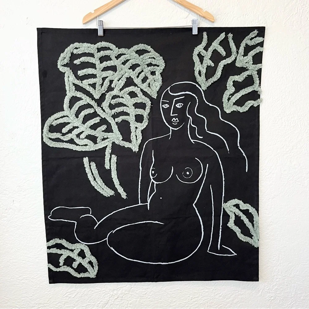 Urban Outfitters Tapestry Woman Hippie Boho Feminist Art Black 30x35